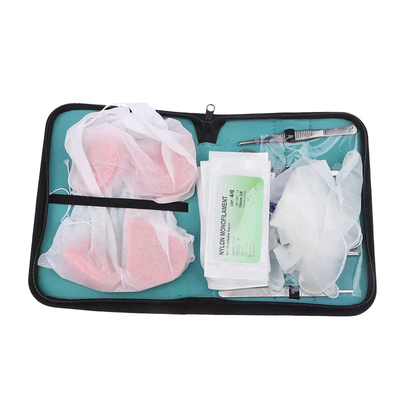 طقم تدريب على خياطة الأسنان الجراحية نموذج ممارسة الخياطة لوحة التدريب مقص أداة معدات التدريس مجموعة تشغيل الجلد #4