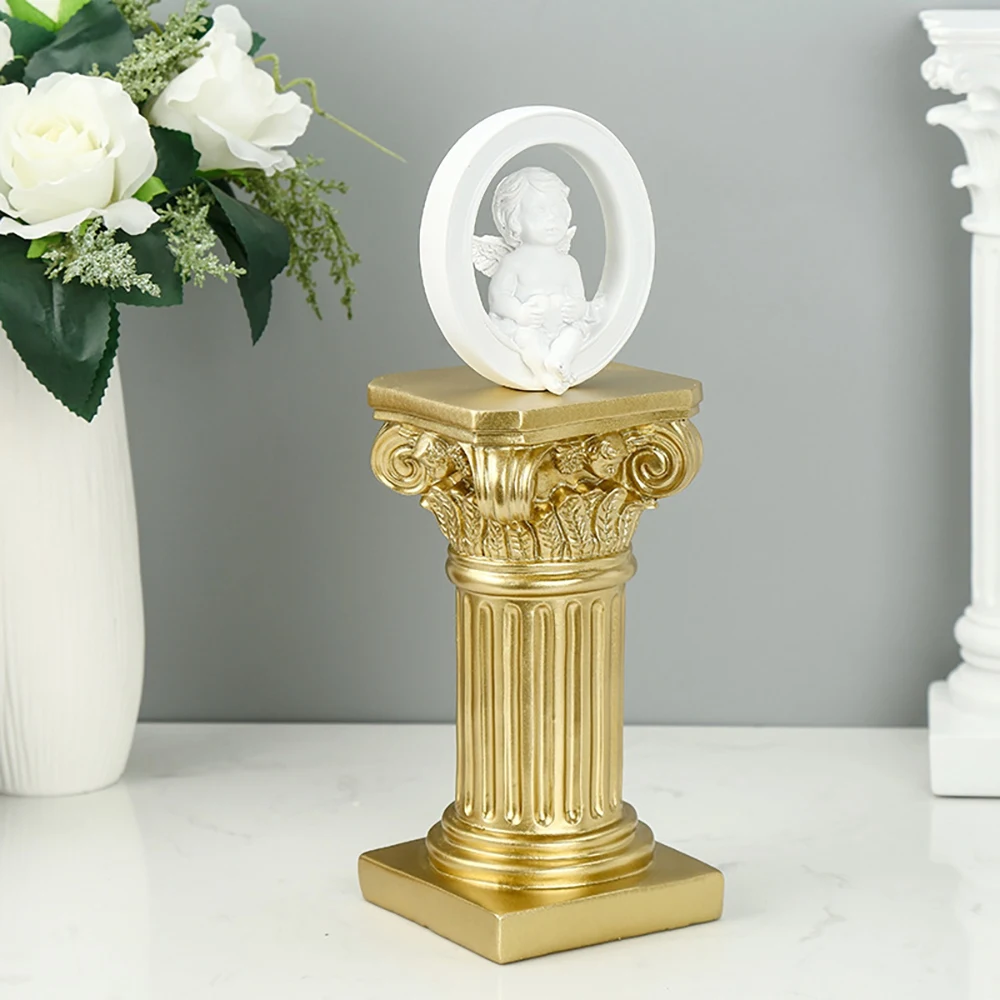 Gold Roman Pillar Resin Sculpture Column Decor Roman Pillar Statues Home Living Room Crafts Furnishings