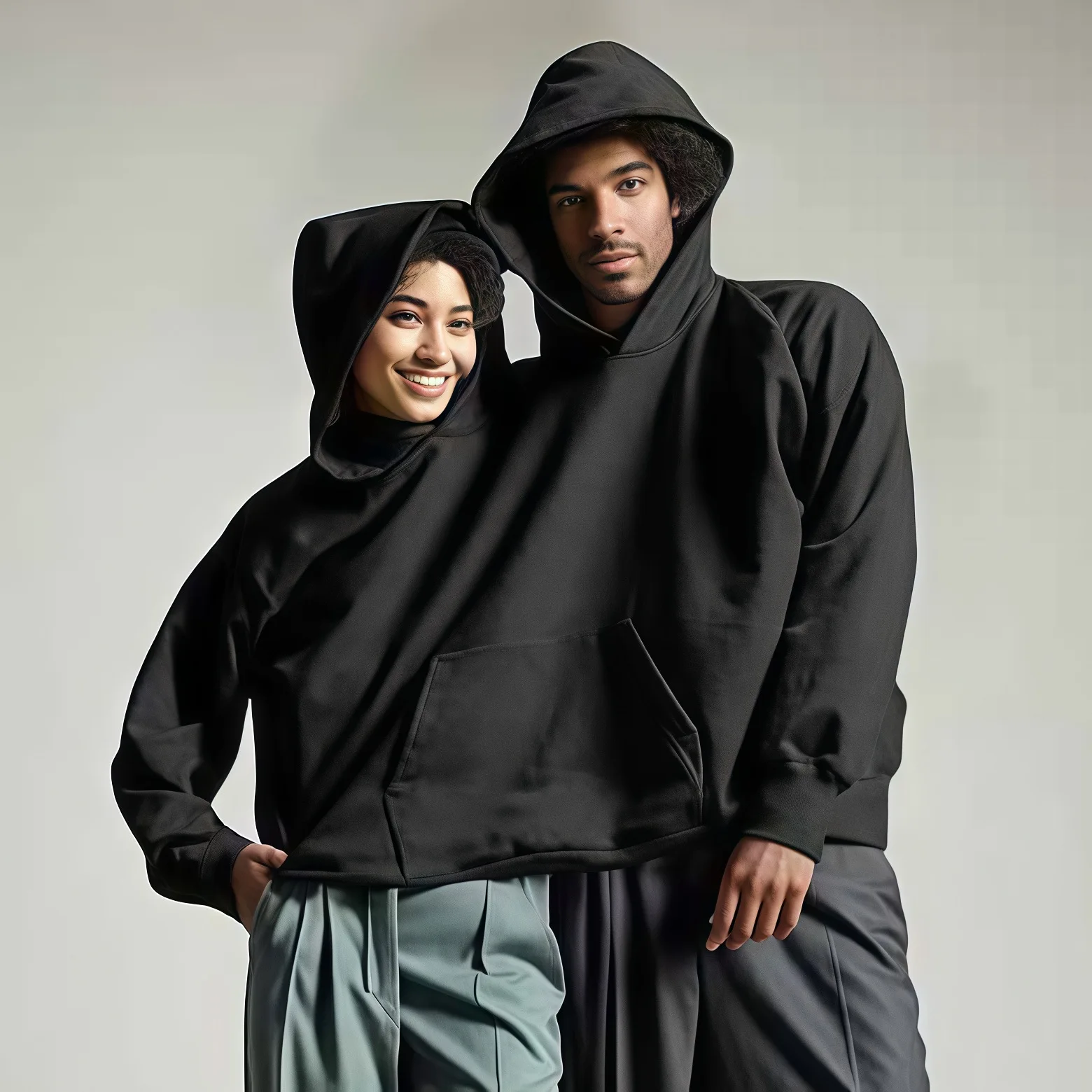 Close-Fitting Couples Rer Hoodie Loose Long Sve Overhead ket Sweatirt Pure Color Cross-Border Creative ex Suit