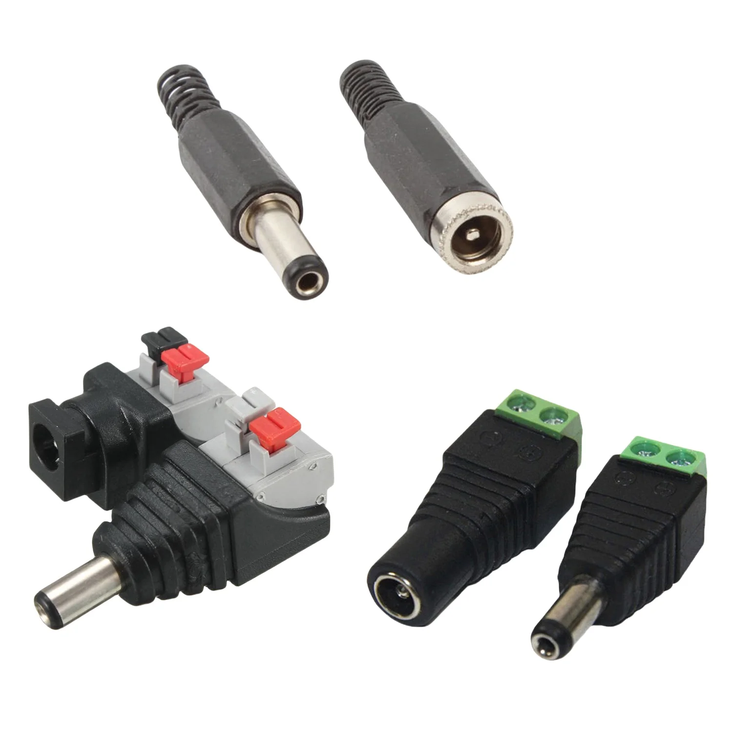 Led Strip Connector Press Type No Welding Power Male Female 5.5x2.1 DC Jack Adapter Plug for 3528 5050 Led Strip Quick Plug