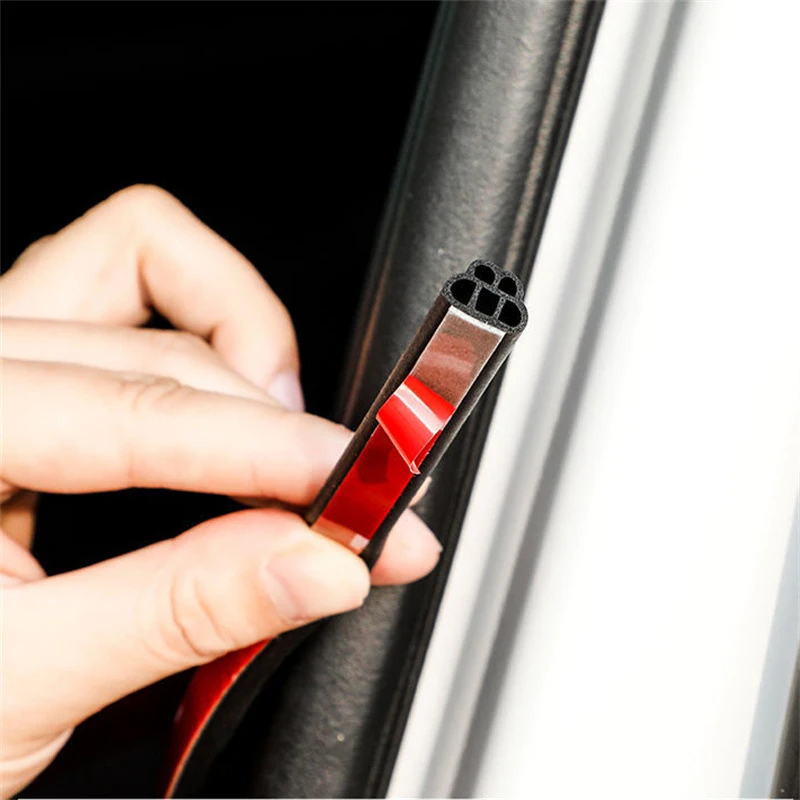 5 Meters Car Door Seal Strips Sticker Car Soundproof Rubber Door SealSstrip 5 Holes Large B-type Self-adhesive Sealing