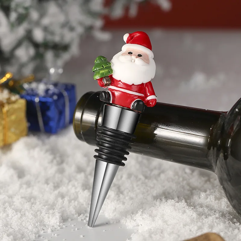 Creative Red Wine Stopper, Christmas Party Gifts, Santa Claus, hugging the Tree, European and American