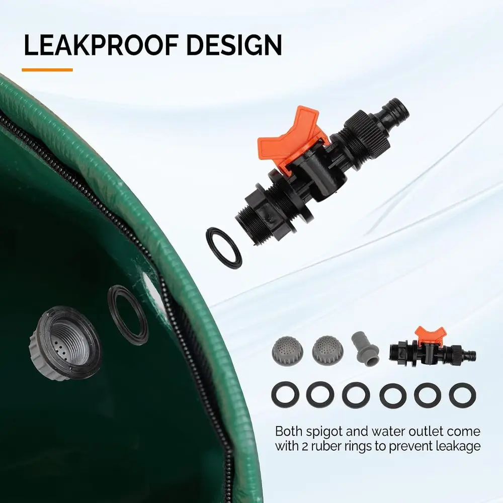 66 Gallon Foldable Rainwater Barrel, Portable Storage Tank with Filtered Spigot and Overflow Kit view 4