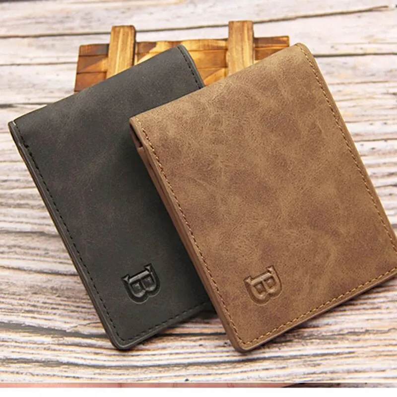 Mens Matte Retro Multifunctional Wallet Simple and Short Wallet Large Capacity Multi Card Slot Wallet