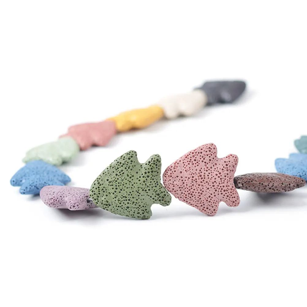 

15Pcs Fish Shape DIY Pendant Charms Volcanic Stone Beads 25x24x10mm Creative Jewelry Making Pendants for Necklace Bracelet