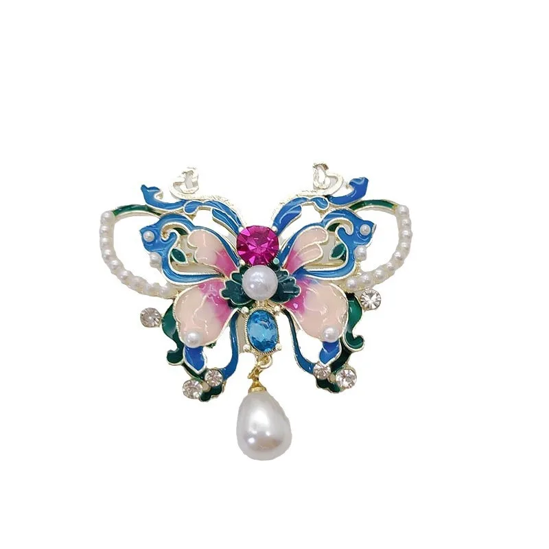 Эмалированная брошь-бабочка, высококачественный жемчужный кулон, брошь-булавка, элегантные женские аксессуары, высококачественные аксессуары