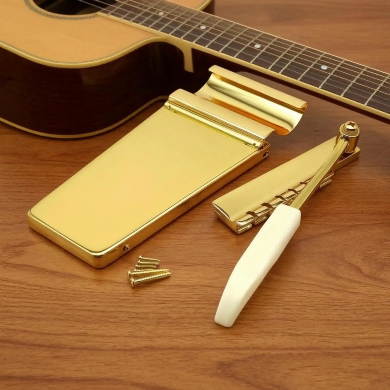 Guitar Vibrato Bridge Plate Brass Tailpiece with Arm for Tremolo Replacement Electric Guitar Hardware Kit with Screws DIY
