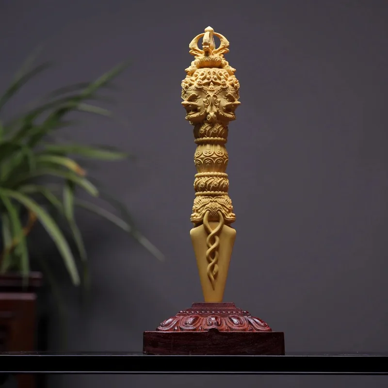 

Большой тибетский буддийский ритуальный кинжал Ваджракилая Пхурба из самшитового дерева, украшение для дома и офиса, благоприятный амулет