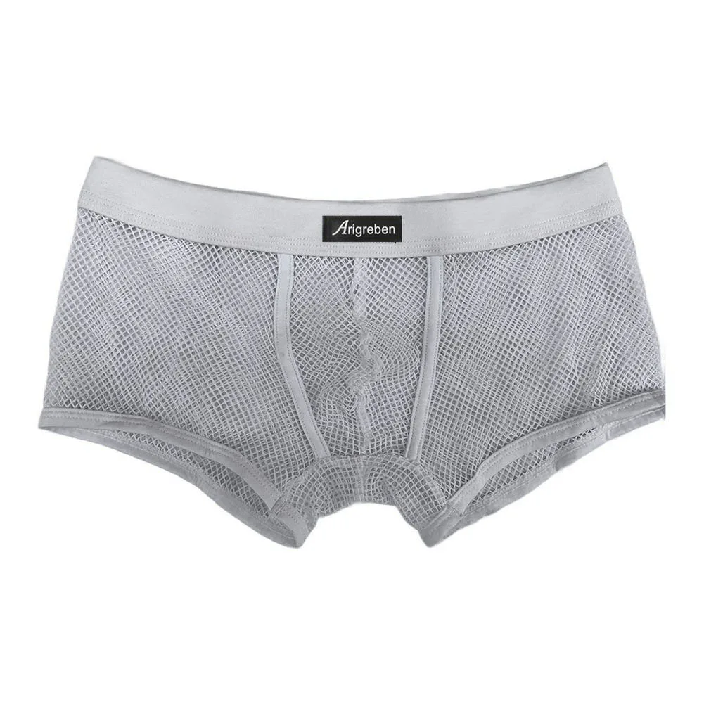 Calzoncillos de Malla Transpirable para Hombre, Ropa Interior Informal, Color Amarillo, Estilo Clásico