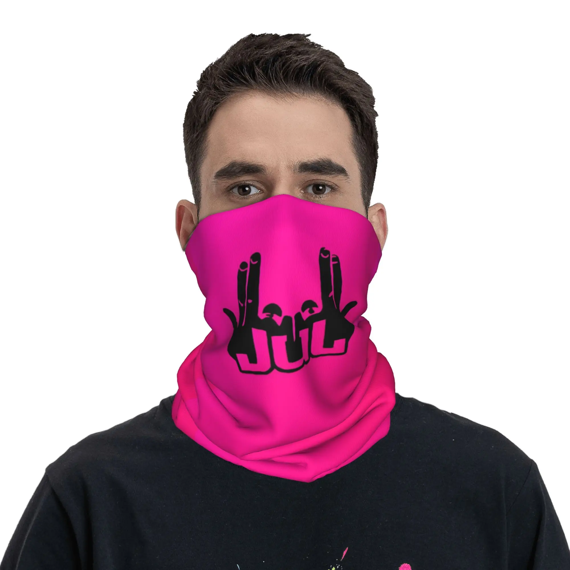 

Custom J-Juls Bandana Neck Gaiter for Ski Camping Men Women Wrap Scarf French Singer Balaclava Warmer