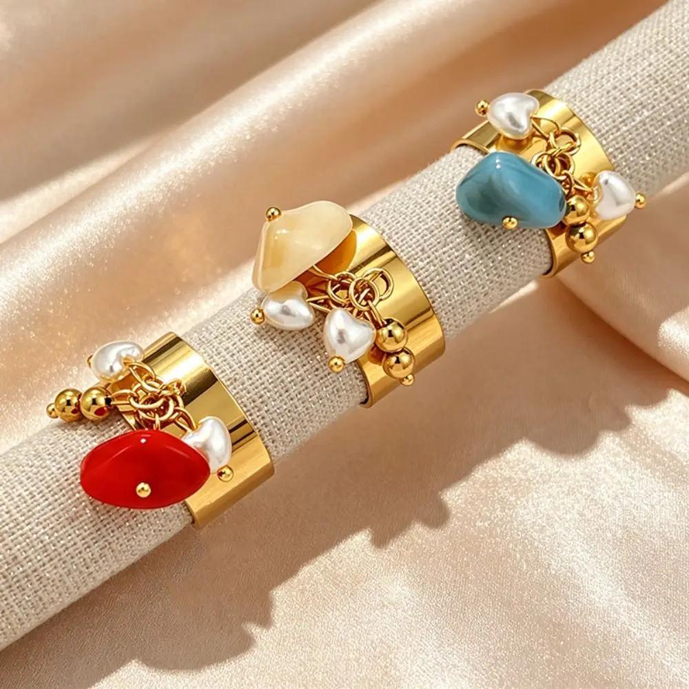 Gold Tone Charm Open Ring Adjustable Band Non Fading Statement Ring Long Lasting Finish Lightweight Adjustable Ring Holiday