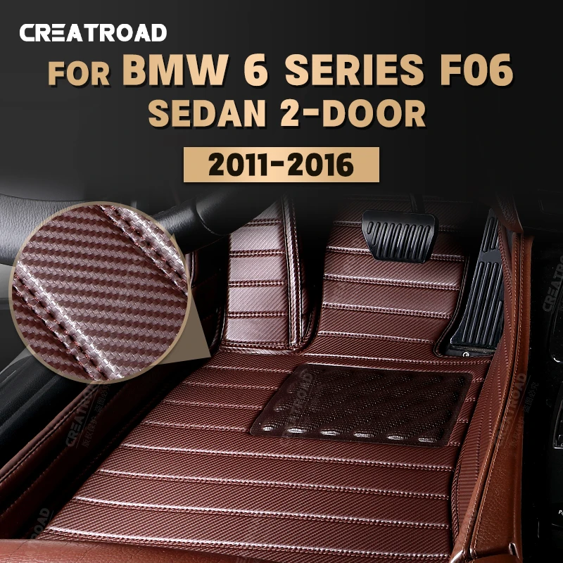 Custom Carbon Fibre Floor Mats For BMW 6 Series Sedan F06（2-Door）2011-2016 12 13 14 15 Foot Carpet Auto Interior Accessories