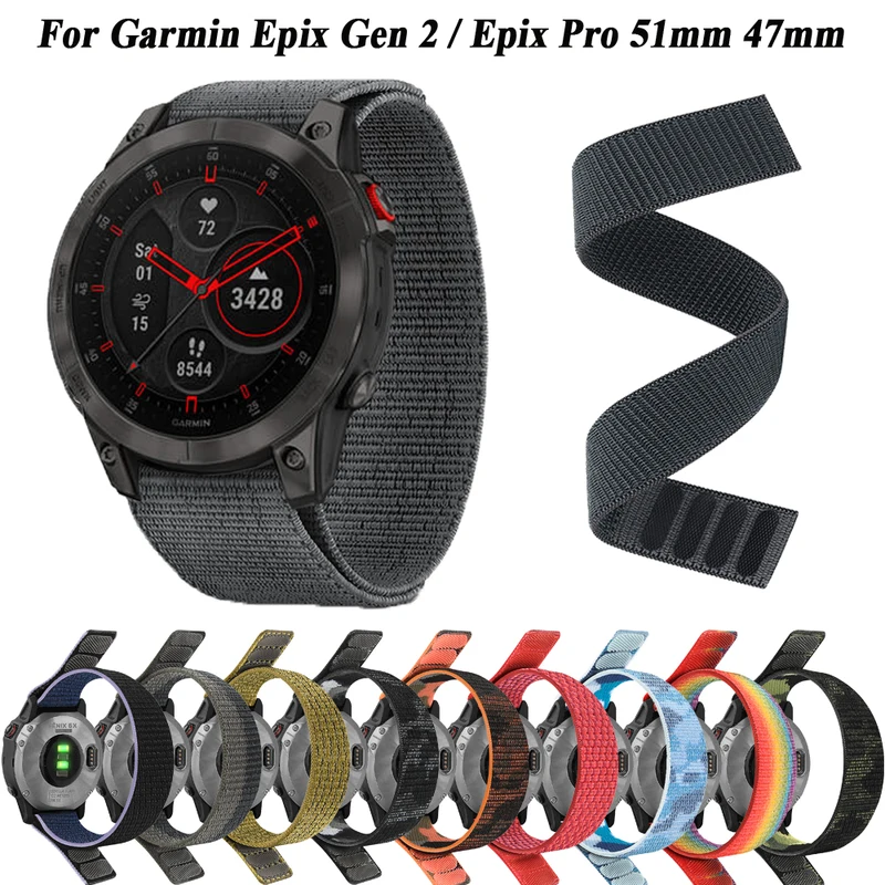 Bracelet nylon ultraléger 22 à 26 mm pour Garmin Fenix