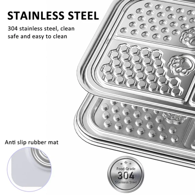 ABYN-Stainless Steel Pet Licking Plate - Slow Feeding Accessory For Dogs And Cats
