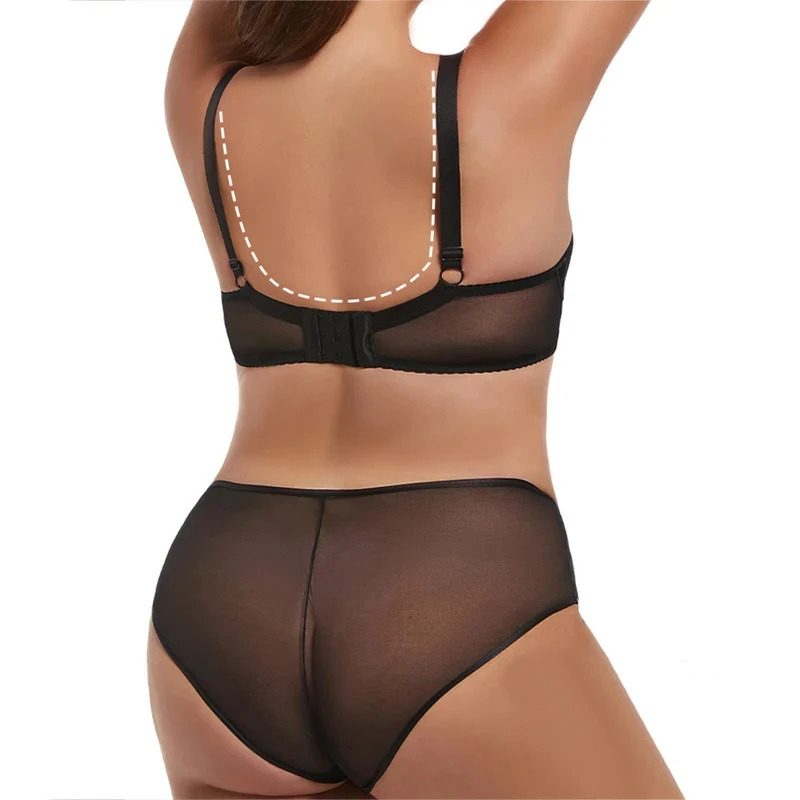Womens Lace Bra Set Thin Bra with Panties Unlined Cup Supportive Underwire Female Plus Size Lingerie 34 36 38 40 42 DD E F FF G