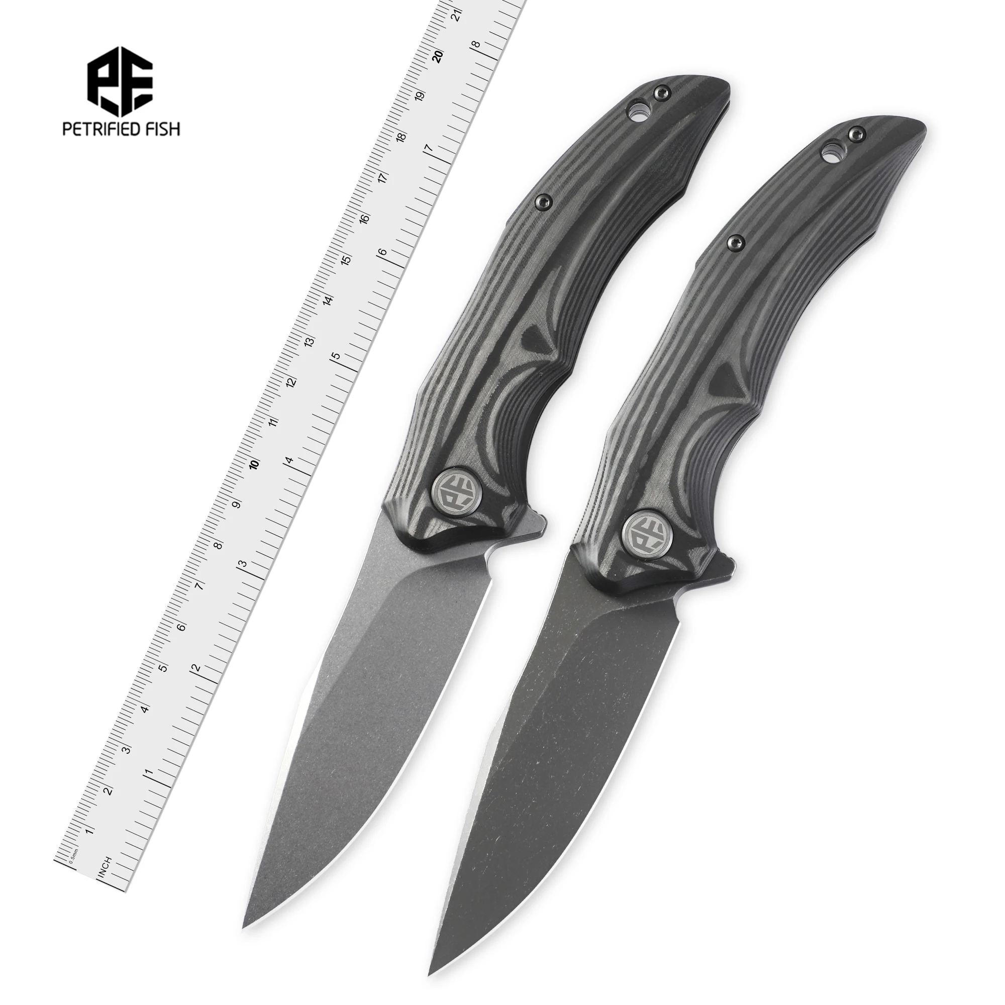 

Petrified Fish PFP10 Folding knife K110 Steel Blade Carbon Fiber Micarta Handle Outdoor Survival Cutting EDC Tools Pocketknives