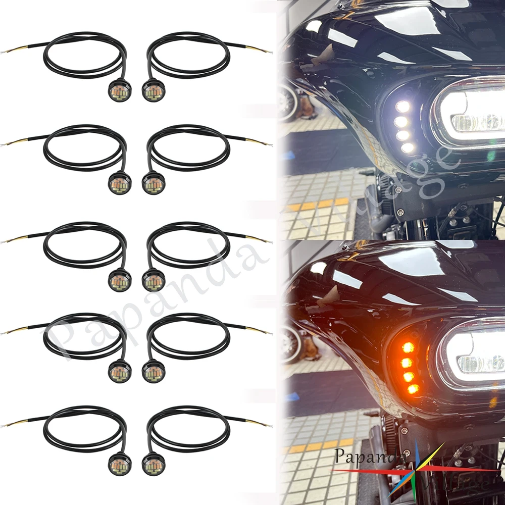 

LED Turn Signal Light Motorcycle Led Lamp Daytime Running Light Amber White For Harley Softail Fat Bob 114 FXFBS FXFB 2018-2024