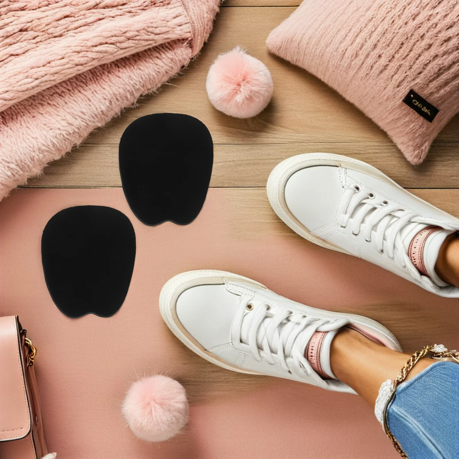 

10pcs Non-Slip Forefoot Shoe Inserts Self-Adhesive Soft Sponge Cushion Pads High Heels Foot Stability Shock Absorption