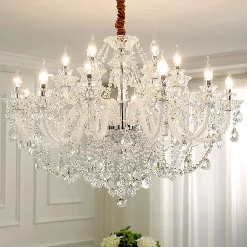 Luxury Home Crystal Chandeliers Villa Lighting for Living Room Decorate Ceiling Pendant Lamps Indoor