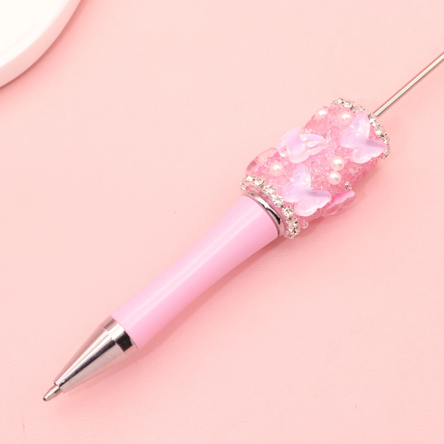 36Pcs Butterfly‑Embellished DIY Bead Pen – Pearl and Rhinestone Ballpoint Pen Gift for Teens & Office Use