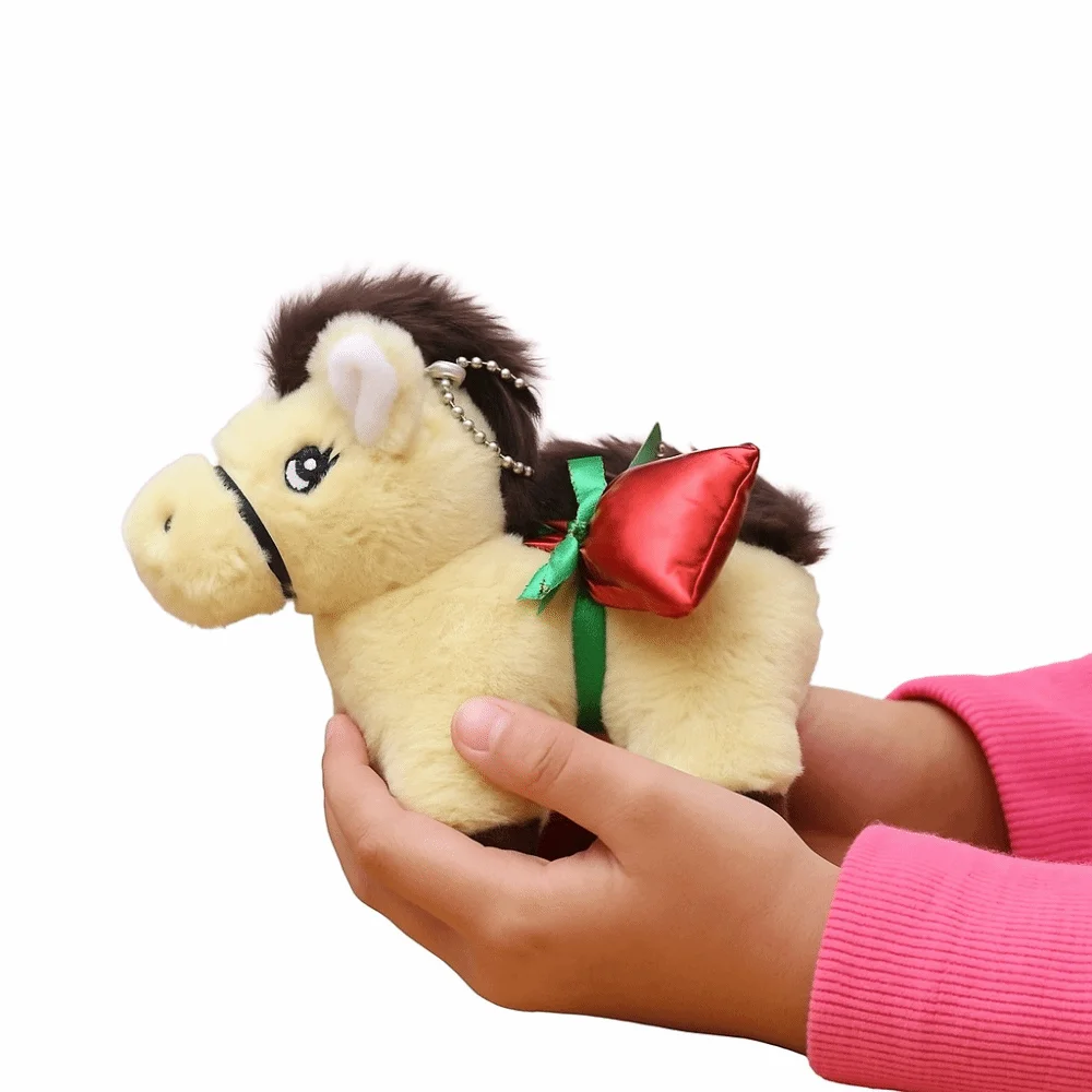 Chinese Style Vintage Pony Plush Keychain PP Cotton Soft Cartoon Animal Stuffed Doll Portable Collection