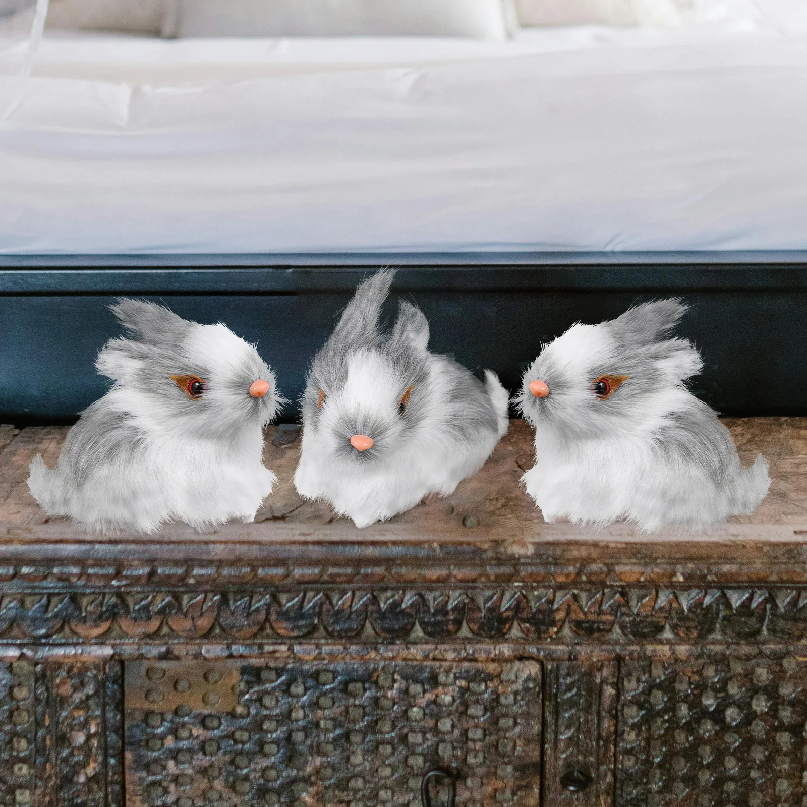 

Mini Rabbit Ornaments Model Toy Small Figurines Bunny Decor Miniature Figures Home Decoration
