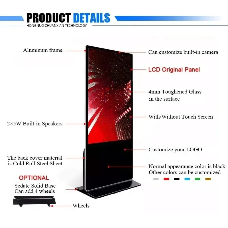 32 Inch Indoor Smart TV HD Video Floor Standing LCD Commercial Advertising Display Screen for Shopping Mall