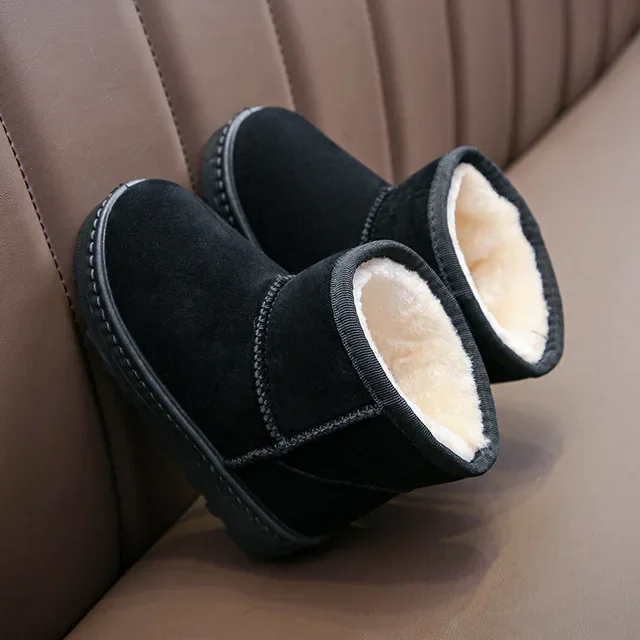 Children Snow Boots Winter Cute Warm Fashion Anti Slip Shoes Kids Boys Girls Leisure Thick Fur Platform Flat Short Boot Sneakers 12