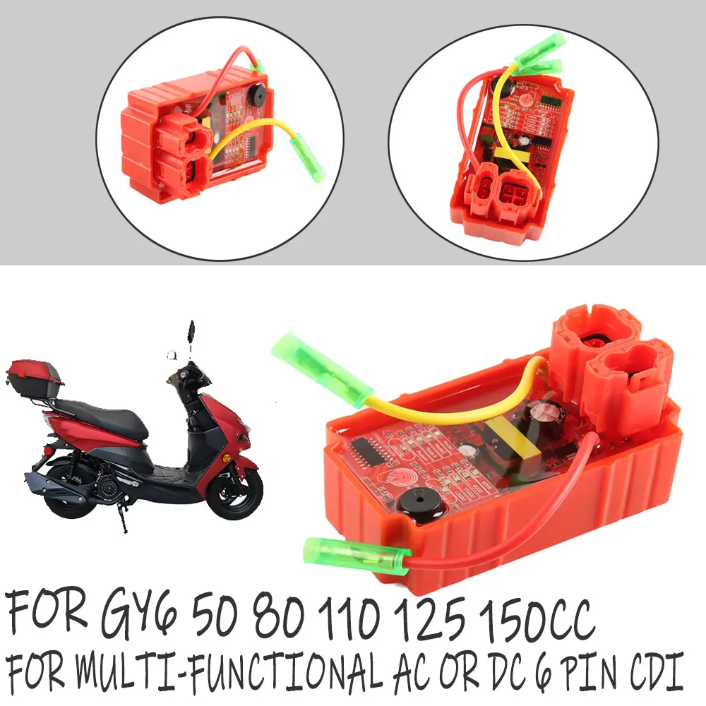 For GY6 50 80 110 125 150cc Moped Scooter ATV Motorcycle Smart Touch Ignition 6 Pin CDI with Turn Signal Quick Flash Function