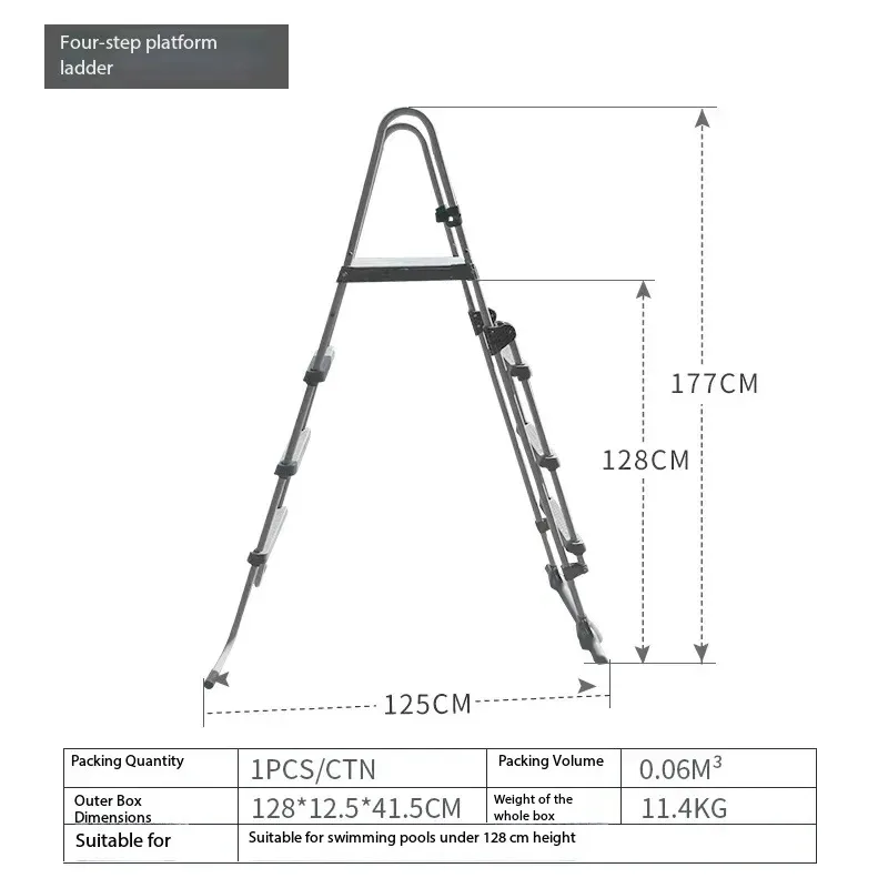 Heavy‑Duty Above Ground Pool Ladder Anti‑Slip Steps Safety Access Ladder for Outdoor Swimming Pool