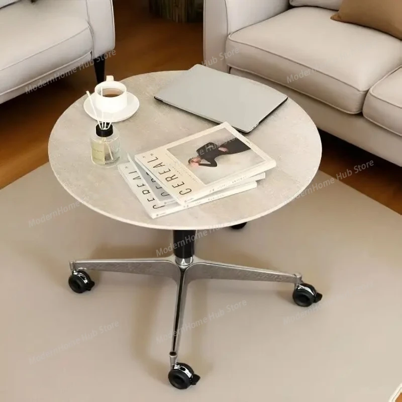 Mobile Round Office Table, Rolling Casters Laptop Desk, Multifunctional Side Table for Home Office & Meeting Room