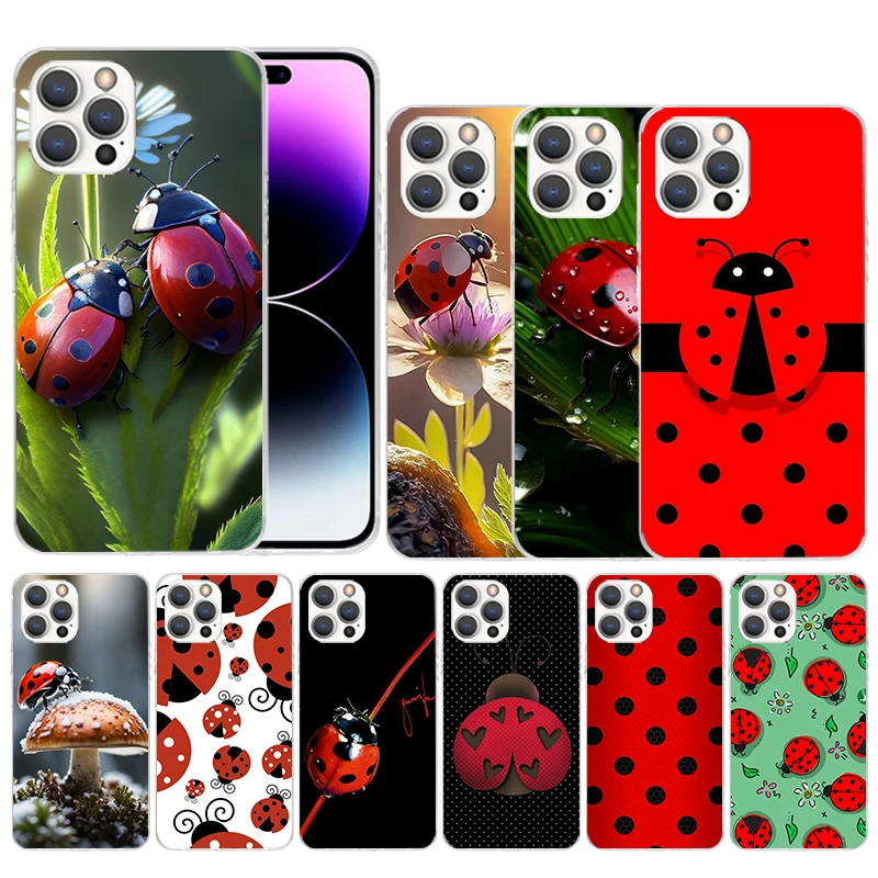 Insect Seven-Star ladybug Soft Cover for iPhone 16 15 14 Pro Max 13 12 Mini Phone Case 16E 11 X XS XR 7 Print Pattern Fit Cases 