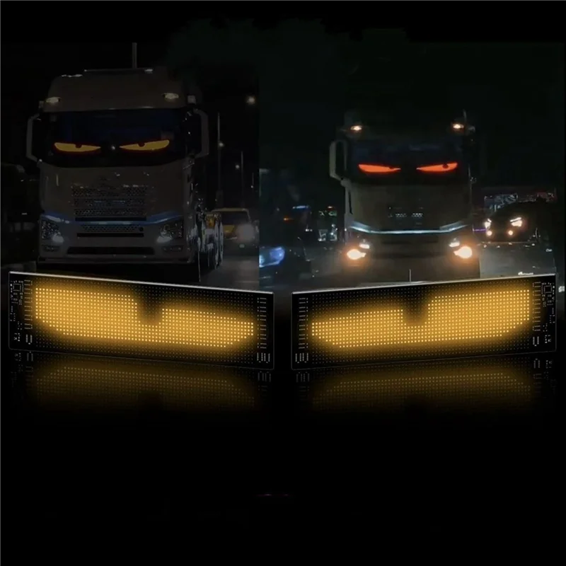 6X Truck LED Eyes Light, Colorful Eye Lamp Soft Screen For Car Windows, Programmable Flexible LED Screen APP Remote A