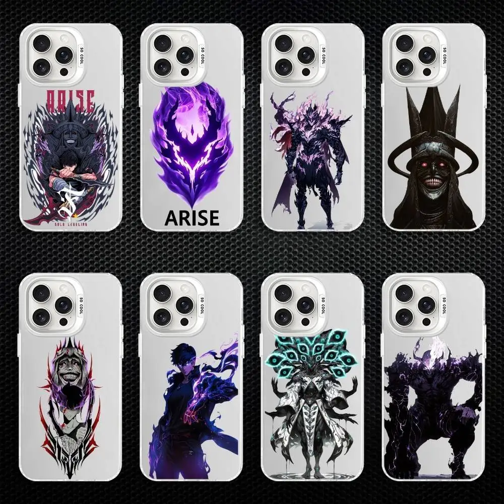 

Anime s-Solos Levelings Phone Case For iPhone 16,15,14,13,12,11,Mini,Pro,MAX White Matte Shockproof Cover