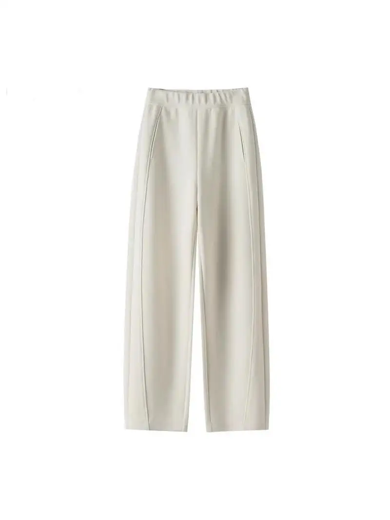 Pantaloni Invernali a Gamba Larga da Donna, Vita Alta, Taglio Dritto, Pantaloni in Maglia Caldi, Pantaloni a Zampa, Pantaloni a Banana