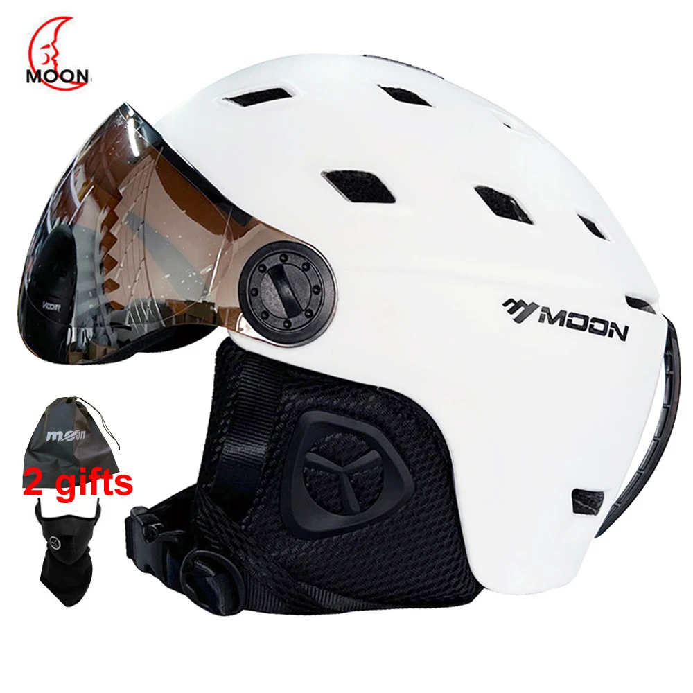 MOON Goggles-casco de esquí moldeado integralmente para PC + EPS, casco de esquí de alta calidad para exteriores, deporte para adultos, esquí, Snowboard, monopatín