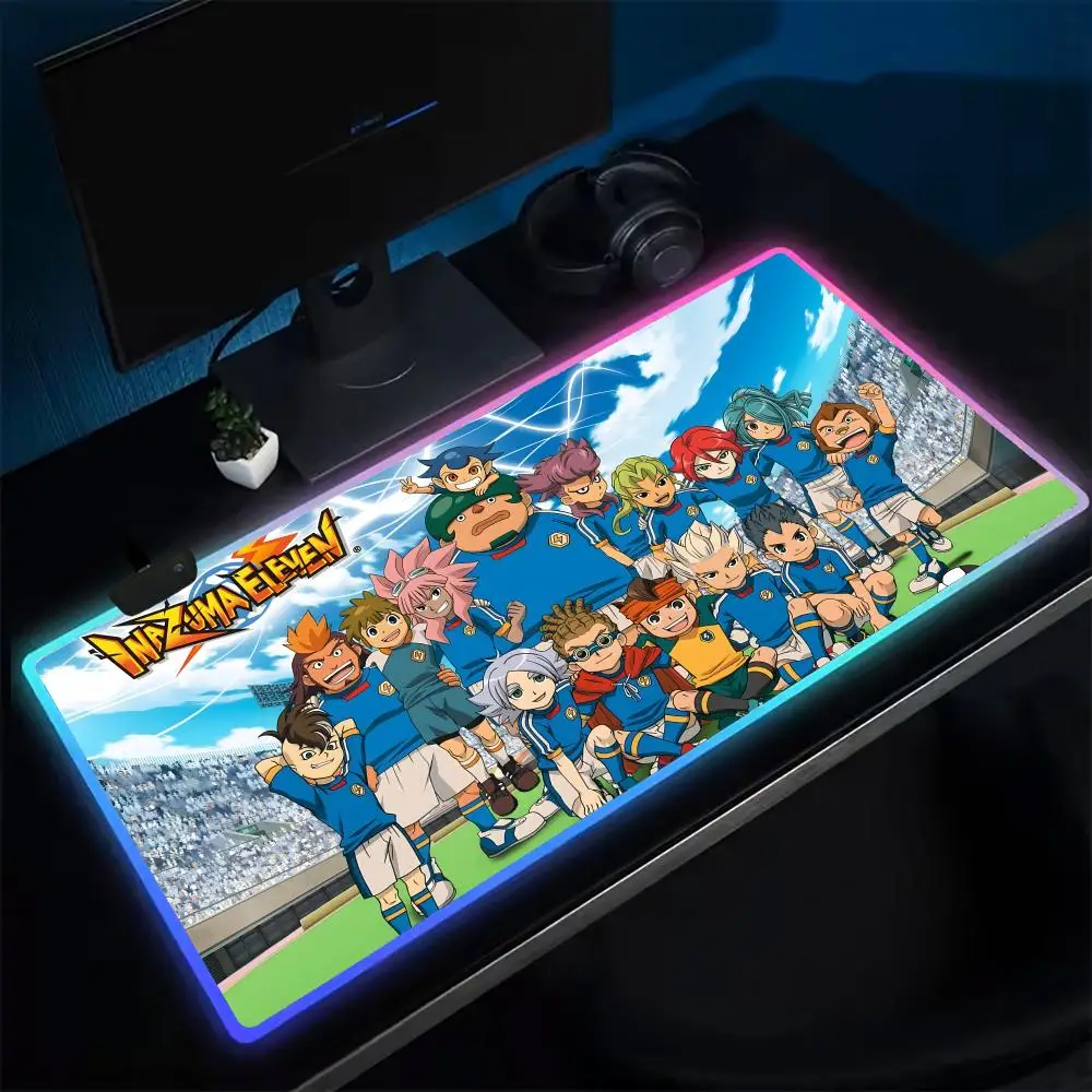 

Inazuma Eleven Mouse Pad Anime Gaming Mouse Pad LED Table Pads Backlit Rubber Desktop XXL RGB Desk Mats