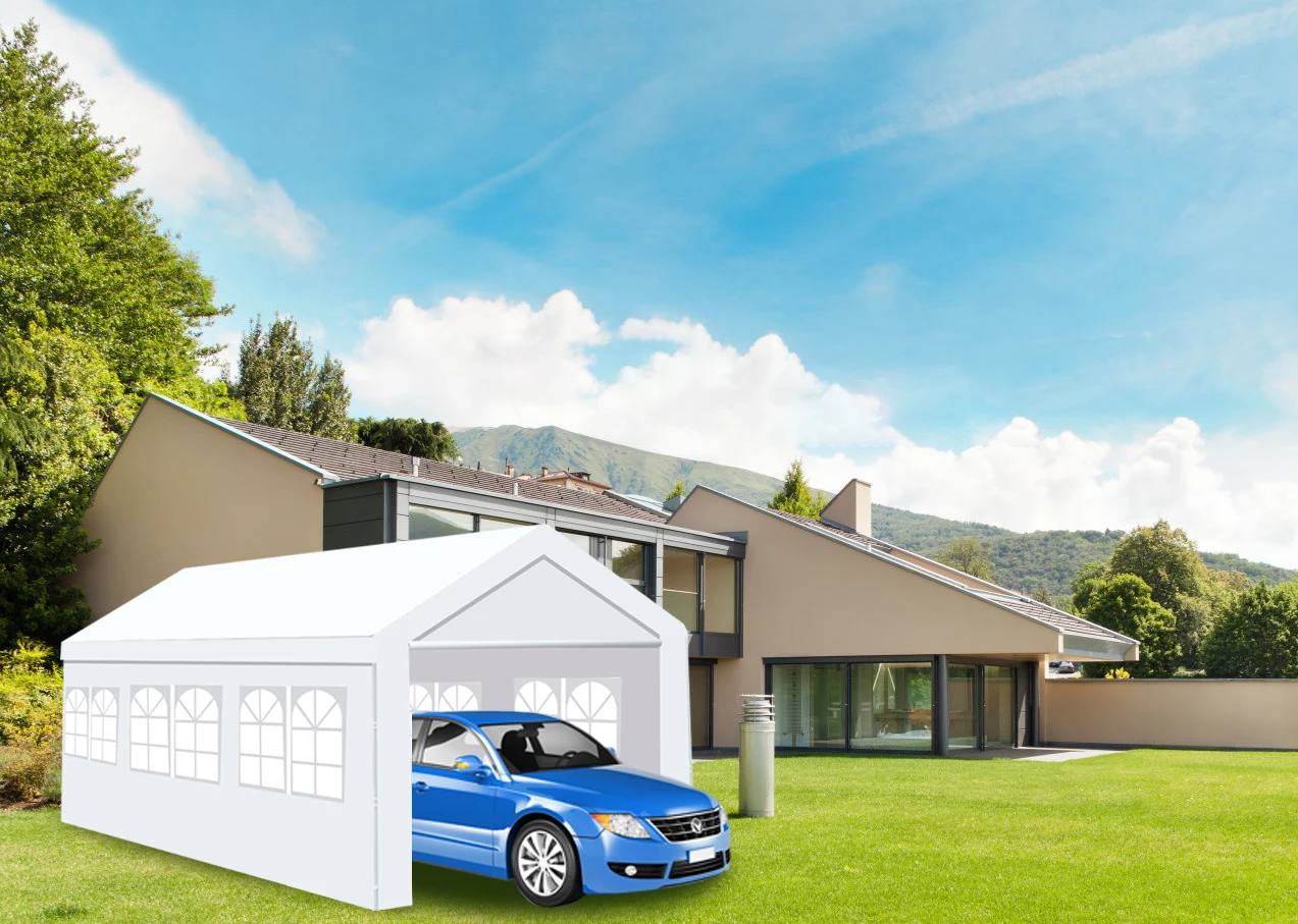 10'x20' Heavy Duty Carport Gazebo, Canopy Garage, Car Shelter with Windows