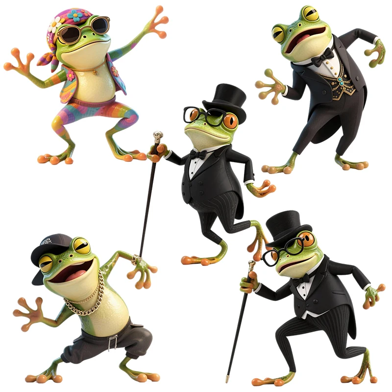 Three Ratels CD348 Funny Frog Gentleman Cartoon Wall Stickers for Home Decoration Personalized Car hood decals