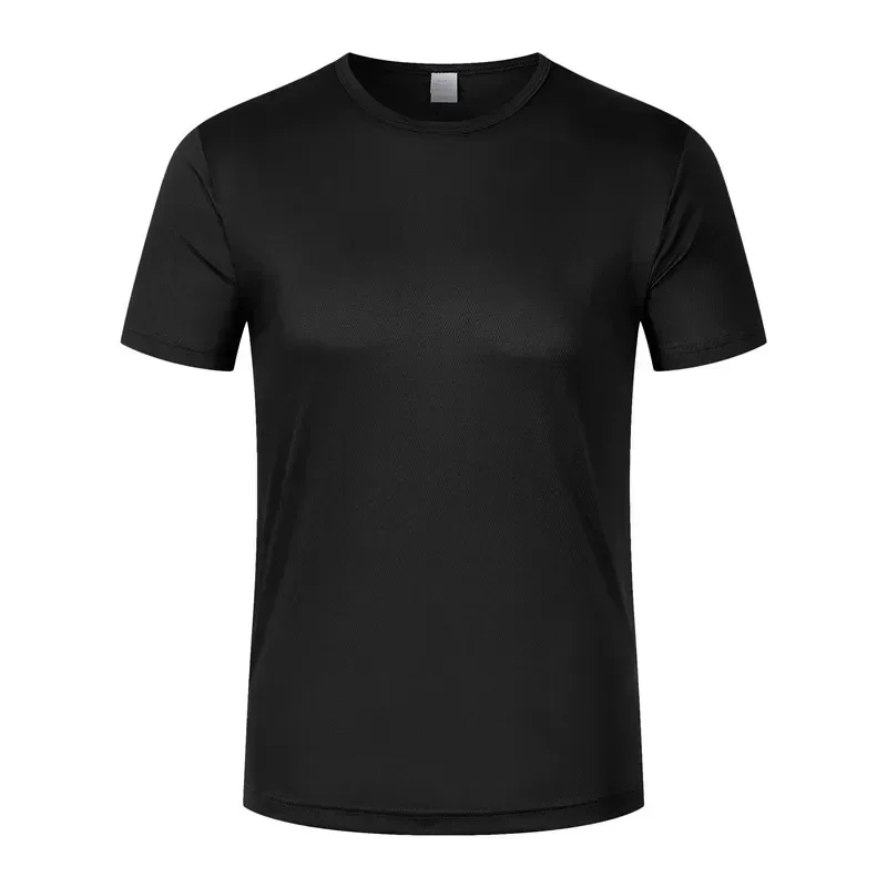 Camiseta con logotipo impreso para hombre y mujer, prenda deportiva de manga corta, de secado rápido, personalizada, para correr, gimnasio, Maratón,