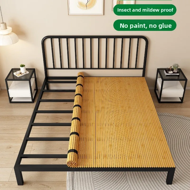 Folding bamboo bed board gasket row skeleton, encrypted mattress plus hard waist protection solid wood bed board mat single ring