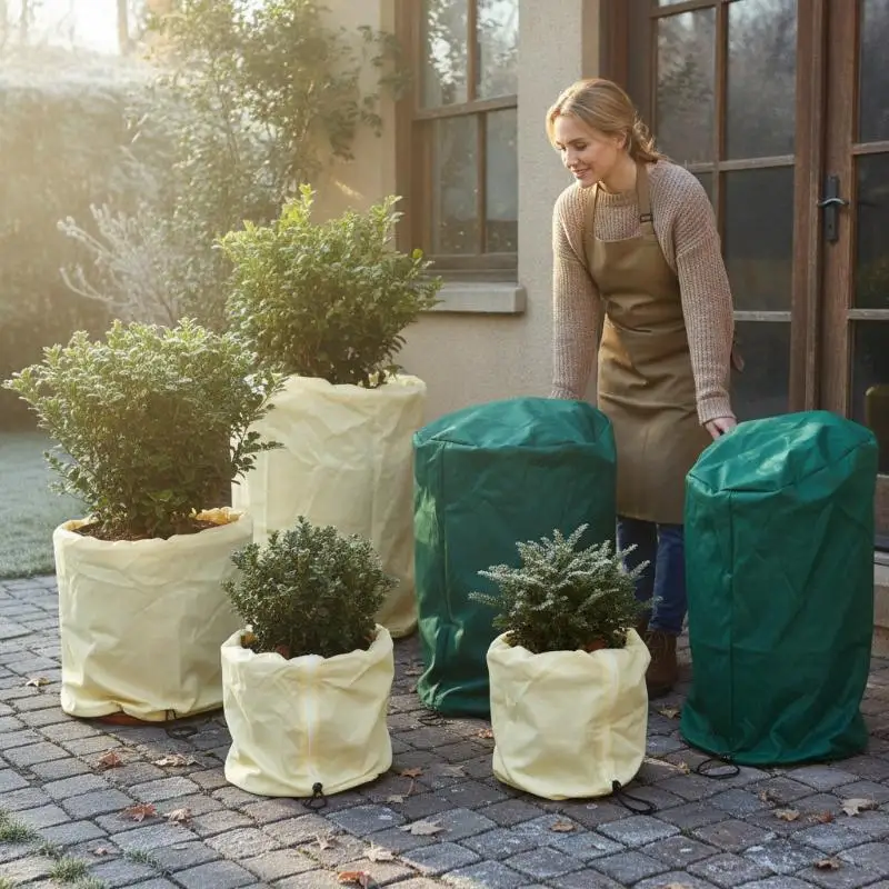 Non-Woven Winter Plant Cover With Zipper Drawstring Frost Protection Bag For Trees Shrubs Against Cold Snow Wind