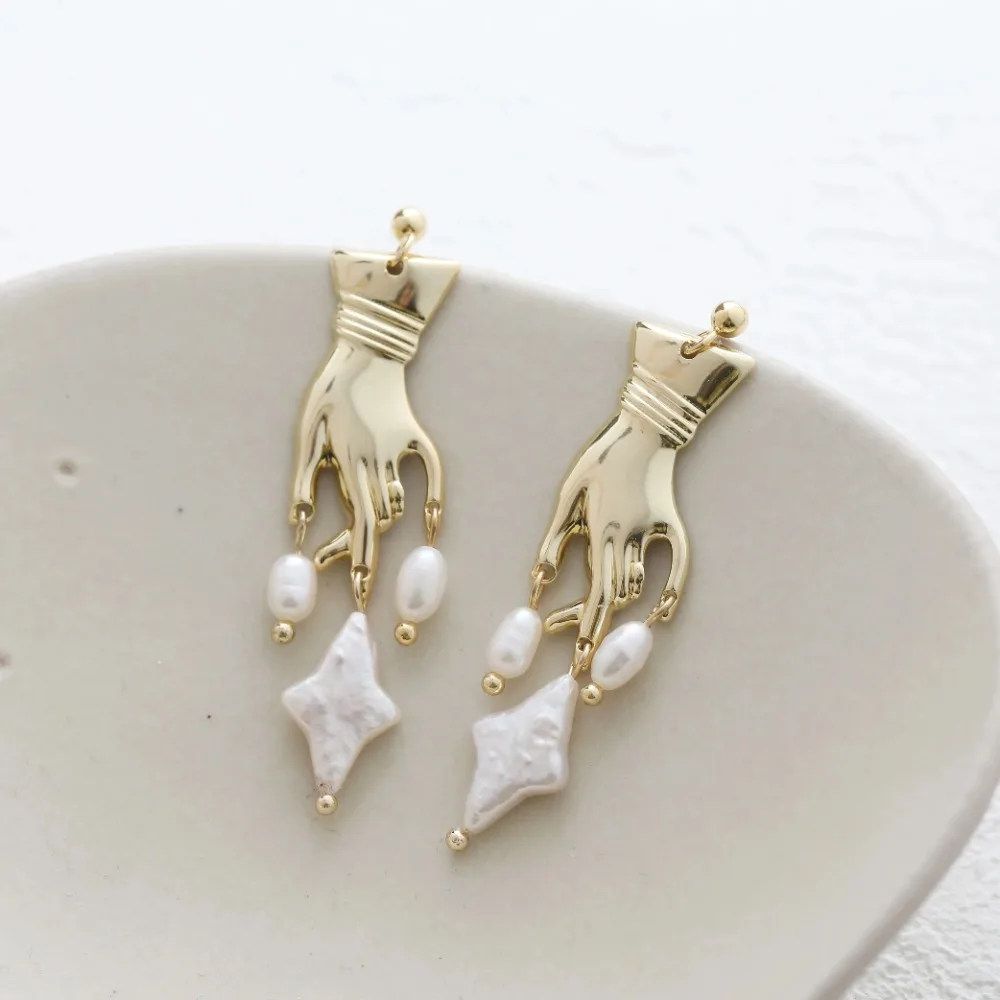 10PCS Dainty Gesture Charms for Jewelry Making Necklace Pendant Findings DIY Hand Made Brass 14k Gold Plated 28.5*12.5mm - Detail 1