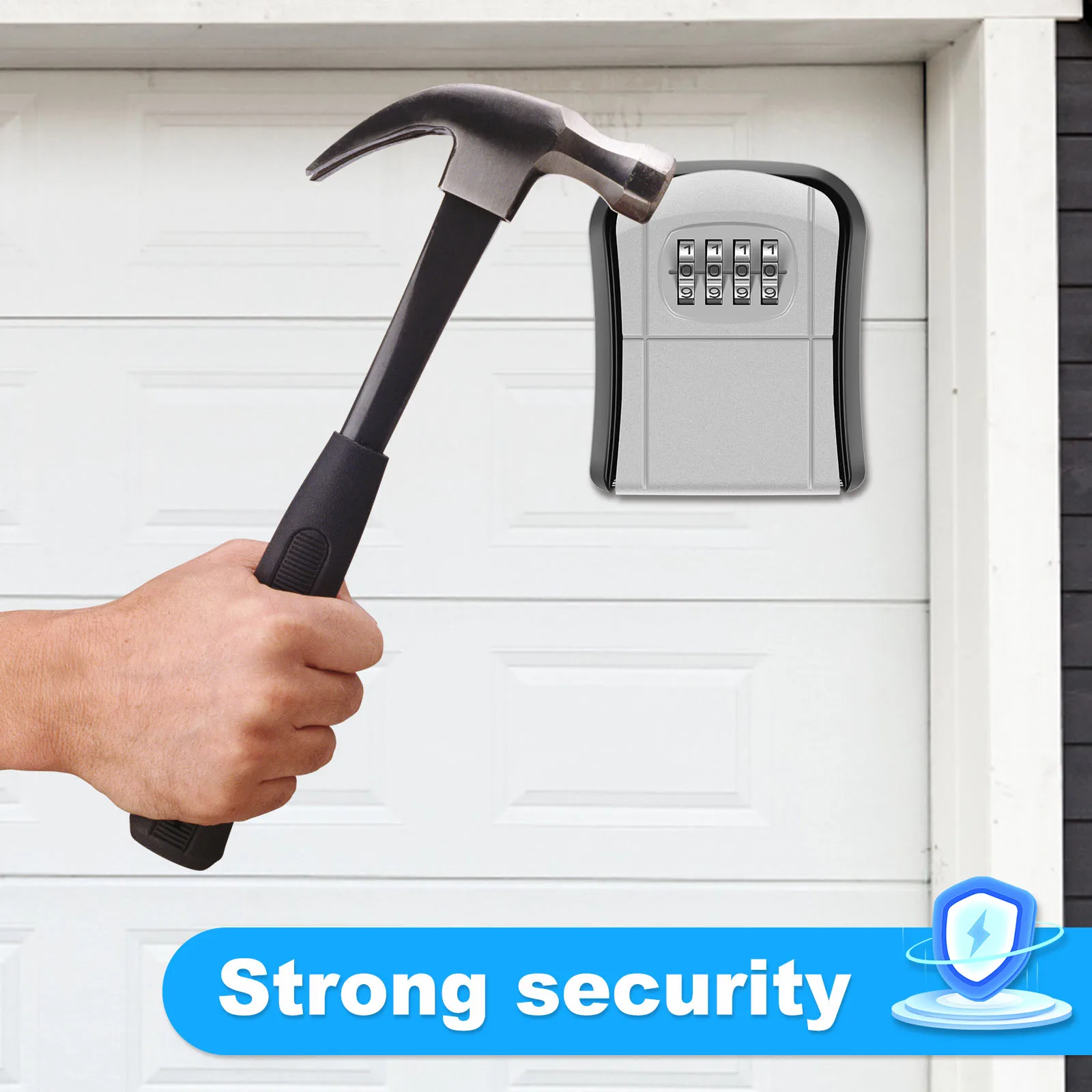 Metal Key Lock Box Wall Mounted Key Keeper Combination Outdoor Waterproof 4 Digits Passwords Security Lock Storage Secret Safe