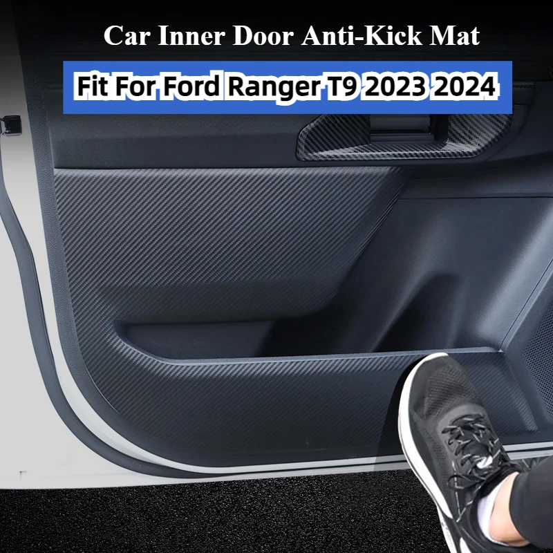 

Fit For Ford Ranger T9 2023 2024 Carbon Fiber Car Inner Door Anti-Kick Mat Pads Anti Dirty Protective Stickers Car Accessories