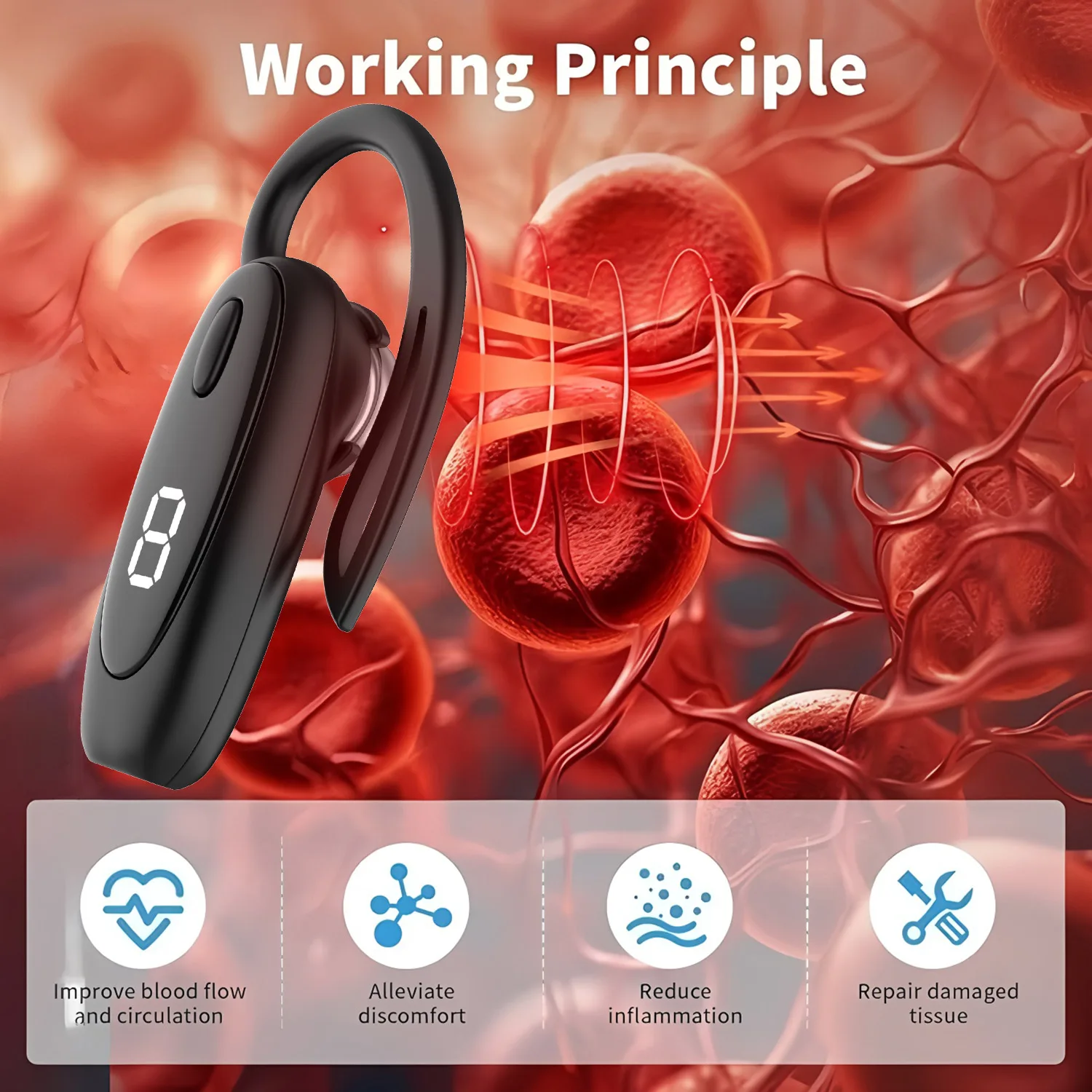 

Smart Ear-hanging Style nanometer 650nm Tinnitus Ear Laser Therapy Irradiation Tinitus Otitis Media Deafness Treatment Earplug