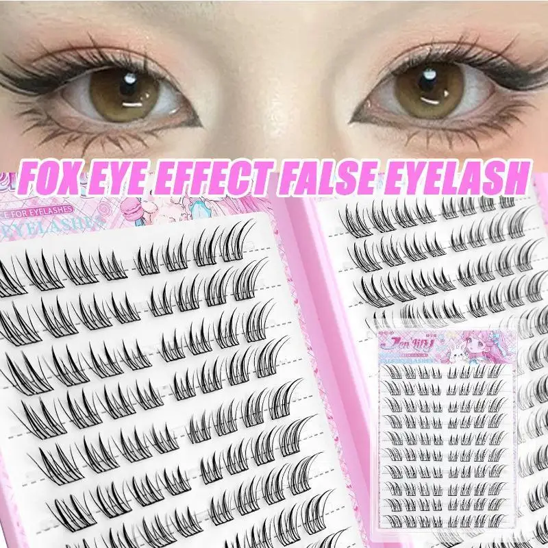 1 Box Natural Fox Eye Glue-Free False Eyelashes Easy Application Beginner Friendly Soft Reusable for Daily Makeup