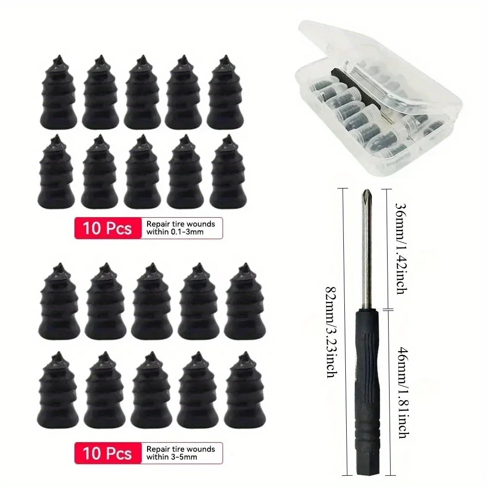 21pcs Vacuum Car Tyre Repair Rubber Nail Set Universal Tire Screw Tubeless Repair Tools Accessories Kit For Motorcycle Truck