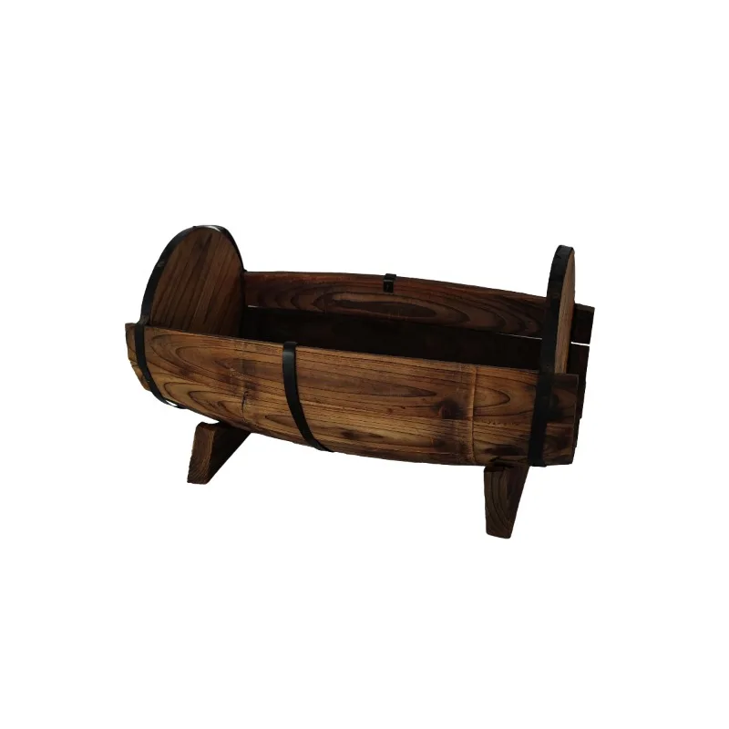 Wooden flower bucket Rectangular beer bucket Anticorrosive wooden flowerpot wall hanging flower tank flower box