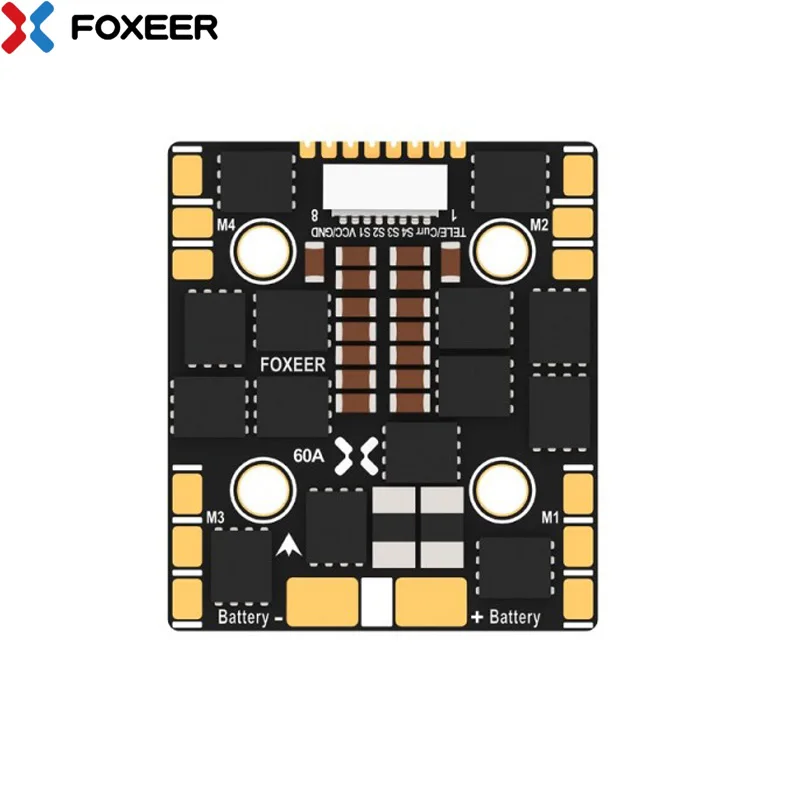 

Foxeer Reaper F4 Slim Mini ESC 128K 60A BLHELI32 4 в 1 20x20 мм 3-8S LIPO для FPV дрона Контроллер полета